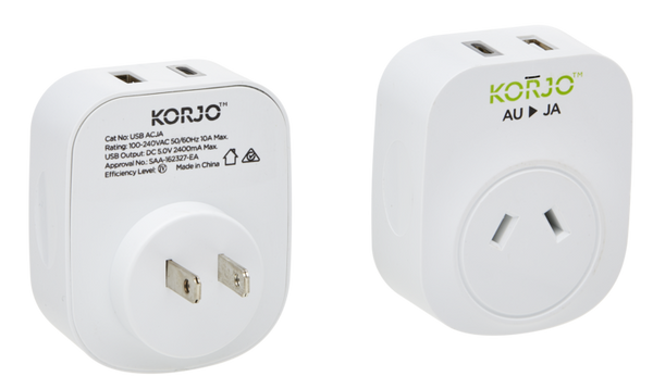 KORJO USB A+C & Power Adaptor for Japan