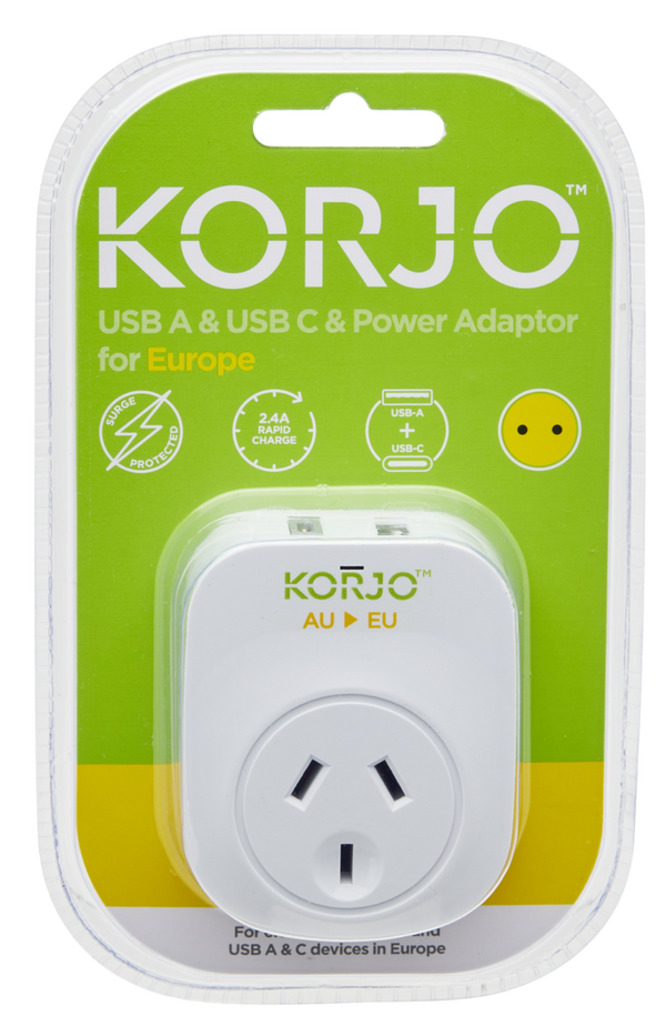 KORJO USB A+C & Power Adaptor for Europe