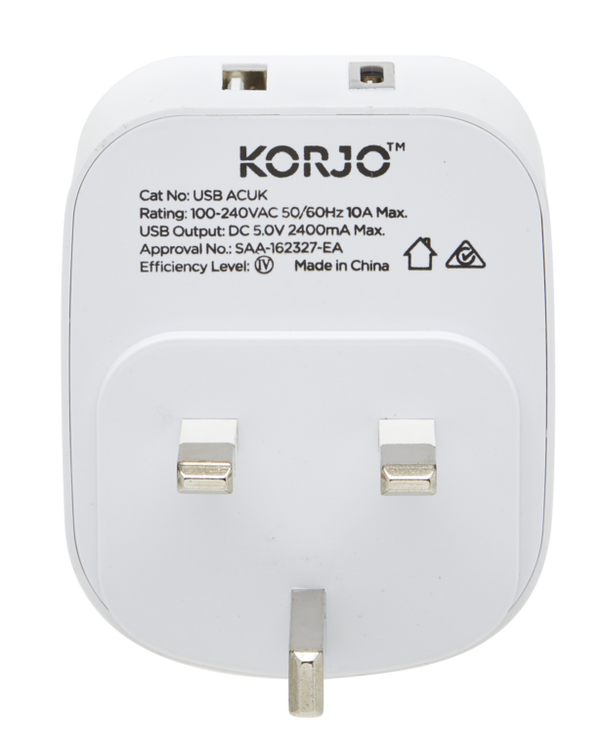 KORJO USB A+C & Power Adaptor for UK