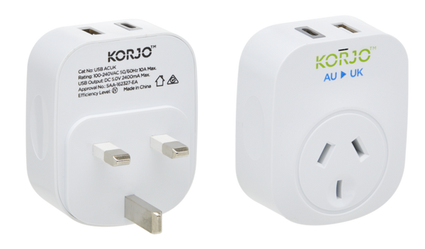 KORJO USB A+C & Power Adaptor for UK