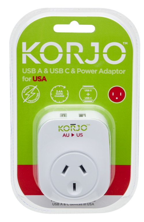 KORJO USB A+C & Power Adaptor for USA