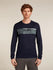 ICEBREAKER Men's 200 g/m Oasis Merino L/S Crew Elevation Line Print