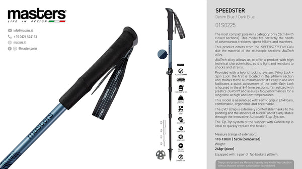MASTERS Speedster Alutech Walking Poles PAIR