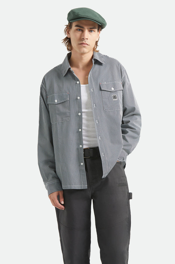 BRIXTON Men's Journey LW L/S Shirt - Stripe