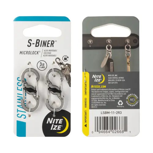 NITE IZE S-Biner Microlock® Carabiner Pk of 2